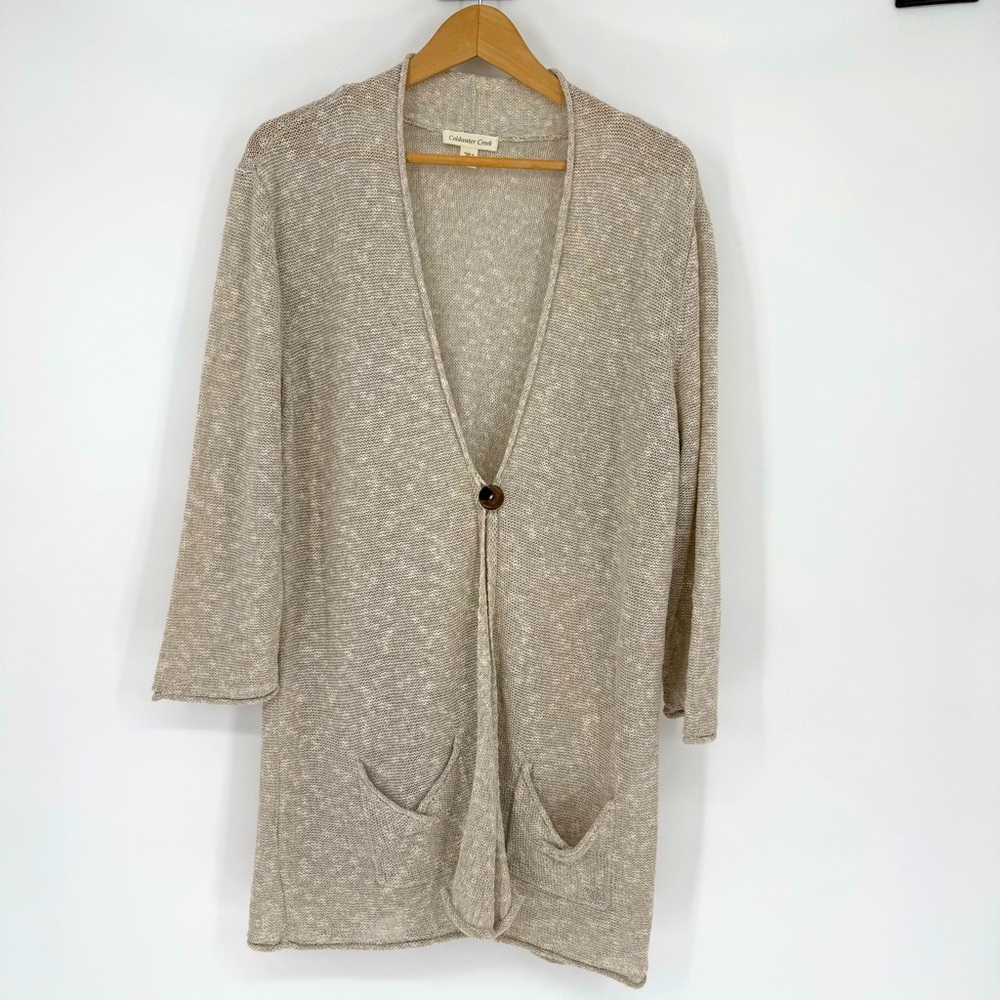 Coldwater Creek Women’s Cardigan Size XL Loose Knit Lightweight Coastal‎ Neutral
